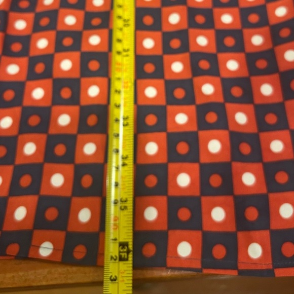 Kate Hill 100% Silk Geometric Midi Shirt Dress Women’s Size 14P. Red White Blue - Picture 8 of 12